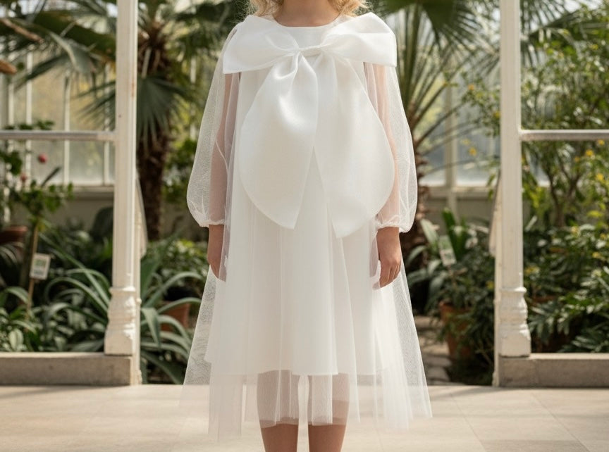 Mergaitiška suknelė - kaspinėlis ilgomis rankovėmis