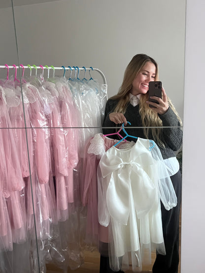 Mergaitiška suknelė - kaspinėlis ilgomis rankovėmis